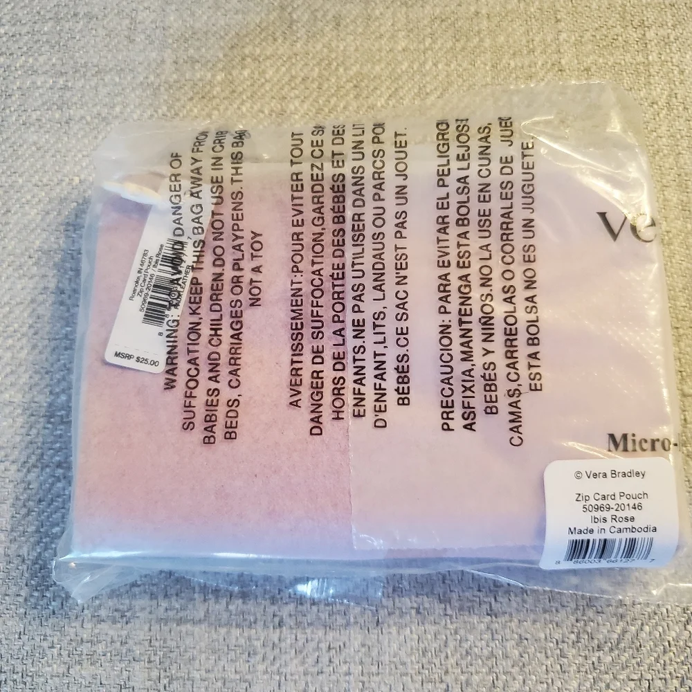 Vera Bradley Ibis Rose Zip Card Pouch